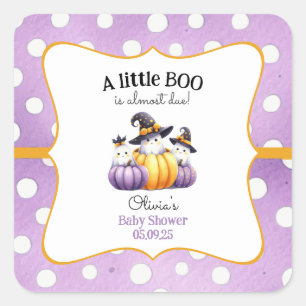 Ein kleines Boo Ghost Halloween Kinderdusche Quadratischer Aufkleber