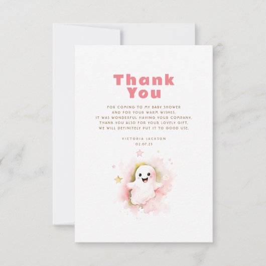 Ein kleines Boo Ghost Niedlich Halloween Vielen Da Dankeskarte (Vorderseite)