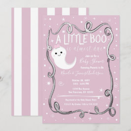 Ein kleines Boo Ghost Pink Halloween Kinderdusche Einladung