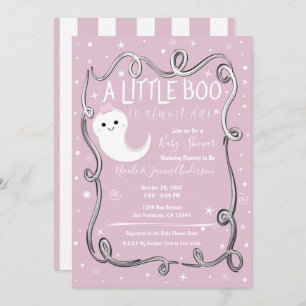 Ein kleines Boo Ghost Pink Halloween Kinderdusche Einladung
