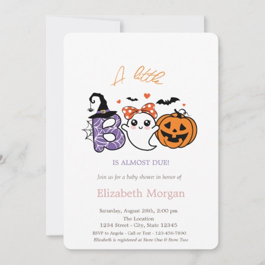 Ein kleines Boo Ghost Stripes Pumpkin Halloween Einladung (Vorderseite)