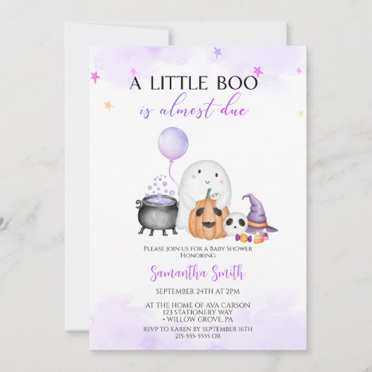 Ein kleines Boo Girl Halloween Kinderdusche Einladung (Vorderseite)