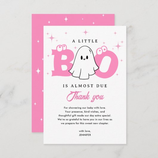 Ein kleines Boo Girl Niedlich Ghost Halloween Kind Dankeskarte (Vorne/Hinten)