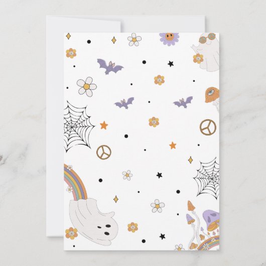 Ein kleines Boo Groovy Rainbow Halloween Kinderdus Einladung (Rückseite)