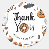 Ein kleines Boo Halloween Baby Dusche Danke Runder Aufkleber (Vorderseite)