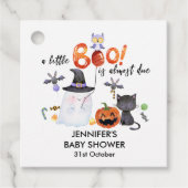 Ein kleines Boo Halloween Kinderdusche mit Hexenhu Geschenkanhänger (Vorderseite)