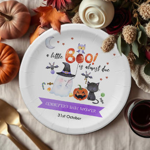 Ein kleines Boo Halloween Kinderdusche mit Hexenhu Pappteller