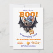 Ein kleines Boo Halloween Niedlich Vampire Bat Geb Einladung (Vorderseite)
