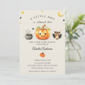 Ein kleines Boo Halloween Pumpkin Baby Dusche Einladung (Stehend Vorderseite)