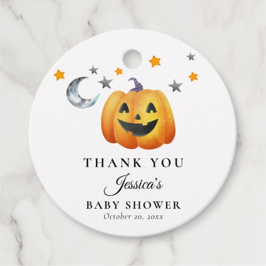 Ein kleines Boo Halloween Pumpkin Baby Dusche Geschenkanhänger (Vorderseite)