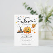 Ein kleines Boo Halloween Pumpkin Fall Baby Dusche Postkarte (Stehend Vorderseite)