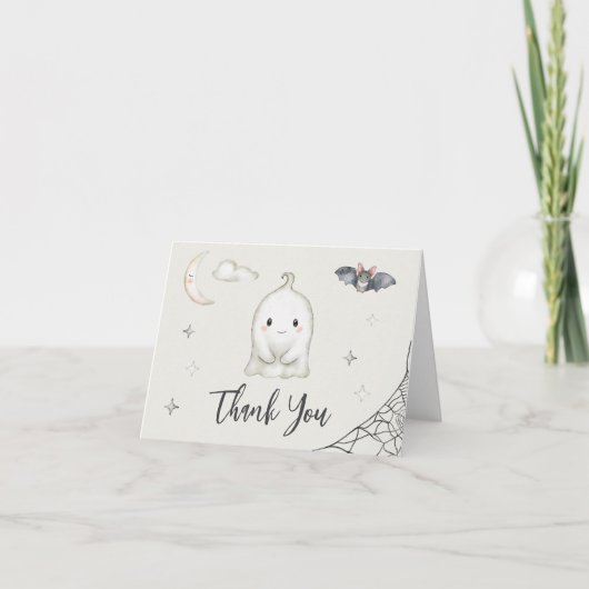 Ein kleines BOO ist fast fällig! Halloween-Kinderd Dankeskarte (Vorderseite)