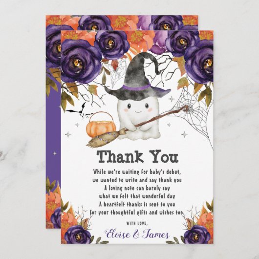 Ein kleines Boo Niedlich Ghost Halloween Kinderdus Dankeskarte (Vorne/Hinten)