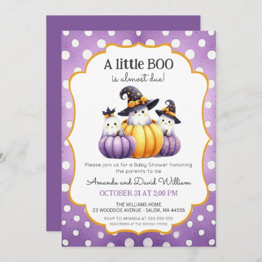 Ein kleines Boo Niedlich Ghost Halloween Kinderdus Einladung (Vorne/Hinten)
