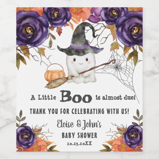 Ein kleines Boo Niedlich Ghost Halloween Kinderdus Weinetikett (Einzelnes Label)