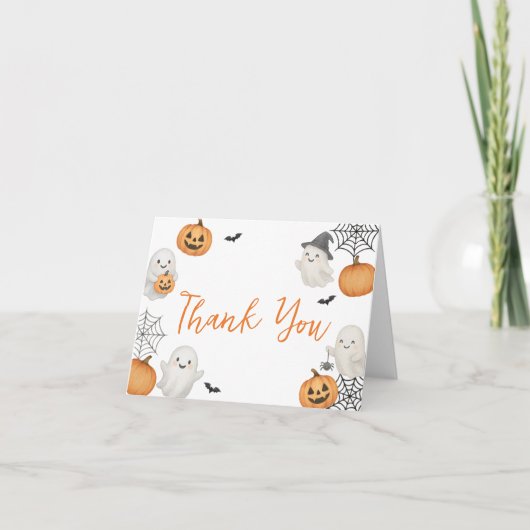 Ein kleines Boo Pumpkin Halloween Kinderdusche Dankeskarte (Vorderseite)