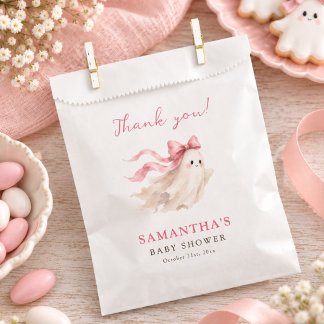 Ein kleines Boo rosa Schleifen-Baby-Shower-Dankesc Geschenktütchen