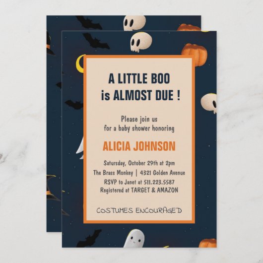 Ein kleines Boot fast zu Halloween Babydusche Einladung (Vorne/Hinten)