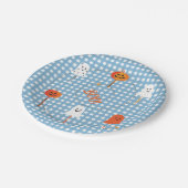 Ein kleines Buh ist fällig Hellblaue Gingham-Lutsc Pappteller (Schrägansicht)