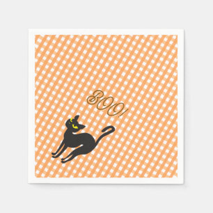 Ein kleines Buh ist fällig Orange Gingham Schwarze Serviette