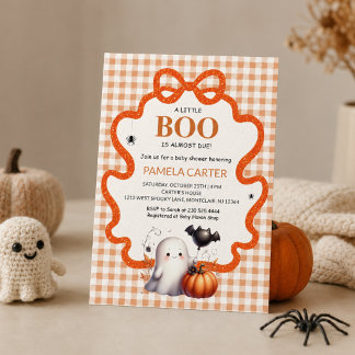 Ein kleines Buh kommt bald Orange Halloween-Baby-P Einladung