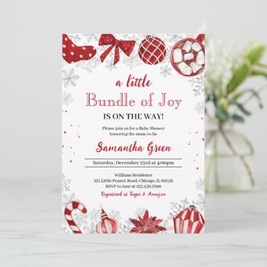 Ein kleines Bündel Joy Weihnachtsdusche Einladung (Stehend Vorderseite)