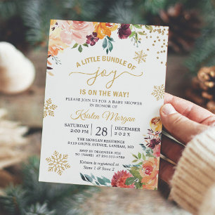 Ein kleines Bündel von Joy Burgundy Bloral Baby Du Einladung