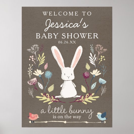 Ein kleines Bunny Baby Dusche Begrüßungsschild Pos Poster (Vorne)