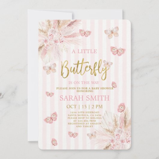 Ein kleines Butterfly-Baby-Duschmädchen Einladung (Vorderseite)