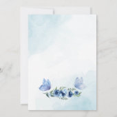 Ein kleines Butterfly Blue Floral Rustic Baby Dusc Einladung (Rückseite)
