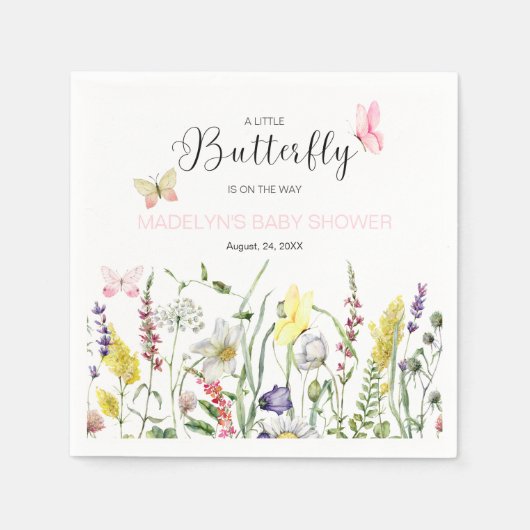 Ein kleines Butterfly-Blumenspül-Babyduschpapier N Serviette (Vorderseite)