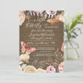 Ein kleines Butterfly-Rustikales Aquarell-Baby Einladung (Stehend Vorderseite)