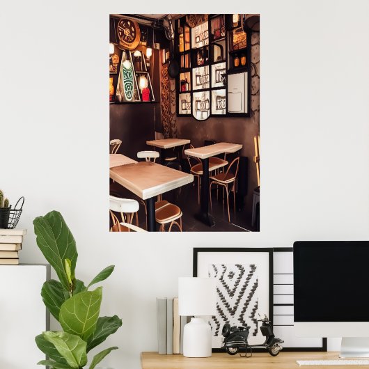 Ein kleines Café | AI Art Poster (Heimbüro)