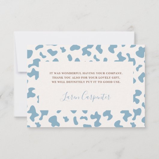 Ein kleines Cowboy Baby Dusche Blue Danke Karte (Rückseite)