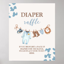 Ein kleines Cowboy Blue Diaper Raffelzeichen