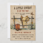 Ein kleines Cowboy Western Boy Baby Shower Party Einladung (Vorderseite)