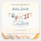 Ein kleines Cowboy Western Canyon Buchzeichen Quadratischer Aufkleber (Vorderseite)