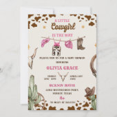 Ein kleines Cowboy Western Girl Baby Dusche Party Einladung (Vorderseite)