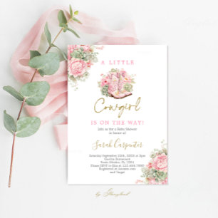 Ein kleines Cowgirl-Baby-Duschmädchen lädt ein Einladung