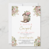 Ein kleines Cowgirl-Baby-Duschmädchen lädt ein Einladung (Vorderseite)