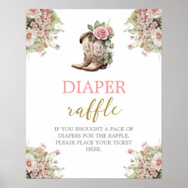 Ein kleines Cowgirl Diaper Raffle-Schild Poster