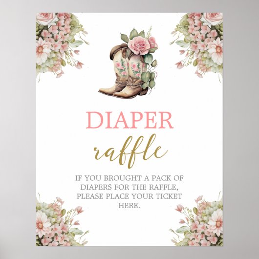 Ein kleines Cowgirl Diaper Raffle-Schild Poster (Vorne)