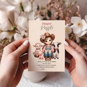 Ein kleines Cowgirl Diapper Raffle Begleitkarte