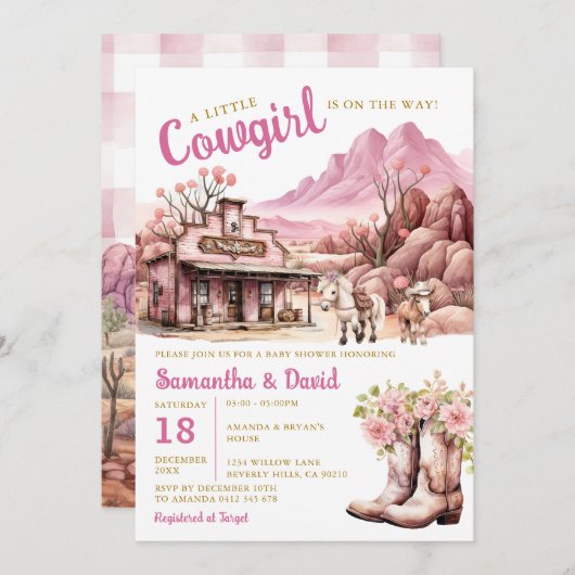 Ein kleines Cowgirl ist auf dem Way Baby Shower We Einladung (Vorne/Hinten)