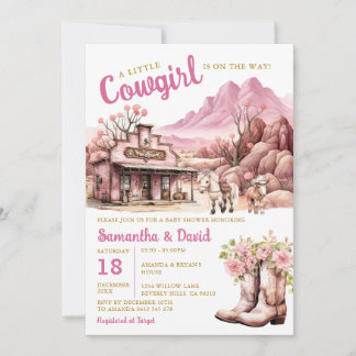 Ein kleines Cowgirl ist auf dem Way Baby Shower We Einladung