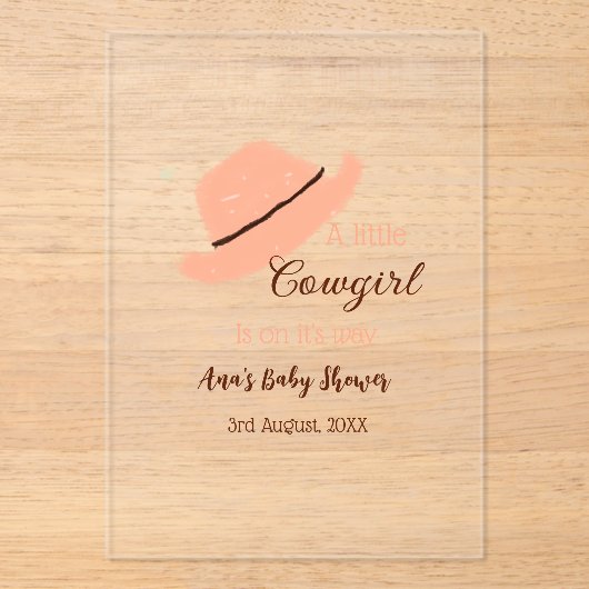 Ein kleines Cowgirl ist auf dem Weg dorthin, wie o Acryleinladungen (Vorderseite)