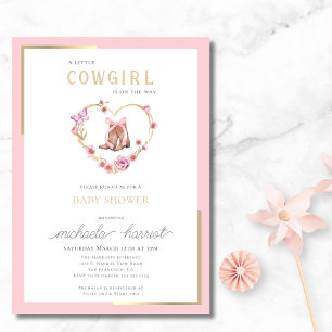 Ein kleines Cowgirl ist auf der Way Baby Dusche Einladung