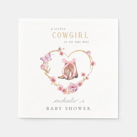 Ein kleines Cowgirl ist auf der Way Baby Dusche Serviette (Vorderseite)