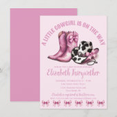 Ein kleines Cowgirl Pink Bows Baby Dusche Einladung (Vorne/Hinten)