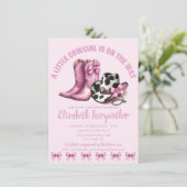 Ein kleines Cowgirl Pink Bows Baby Dusche Einladung (Stehend Vorderseite)